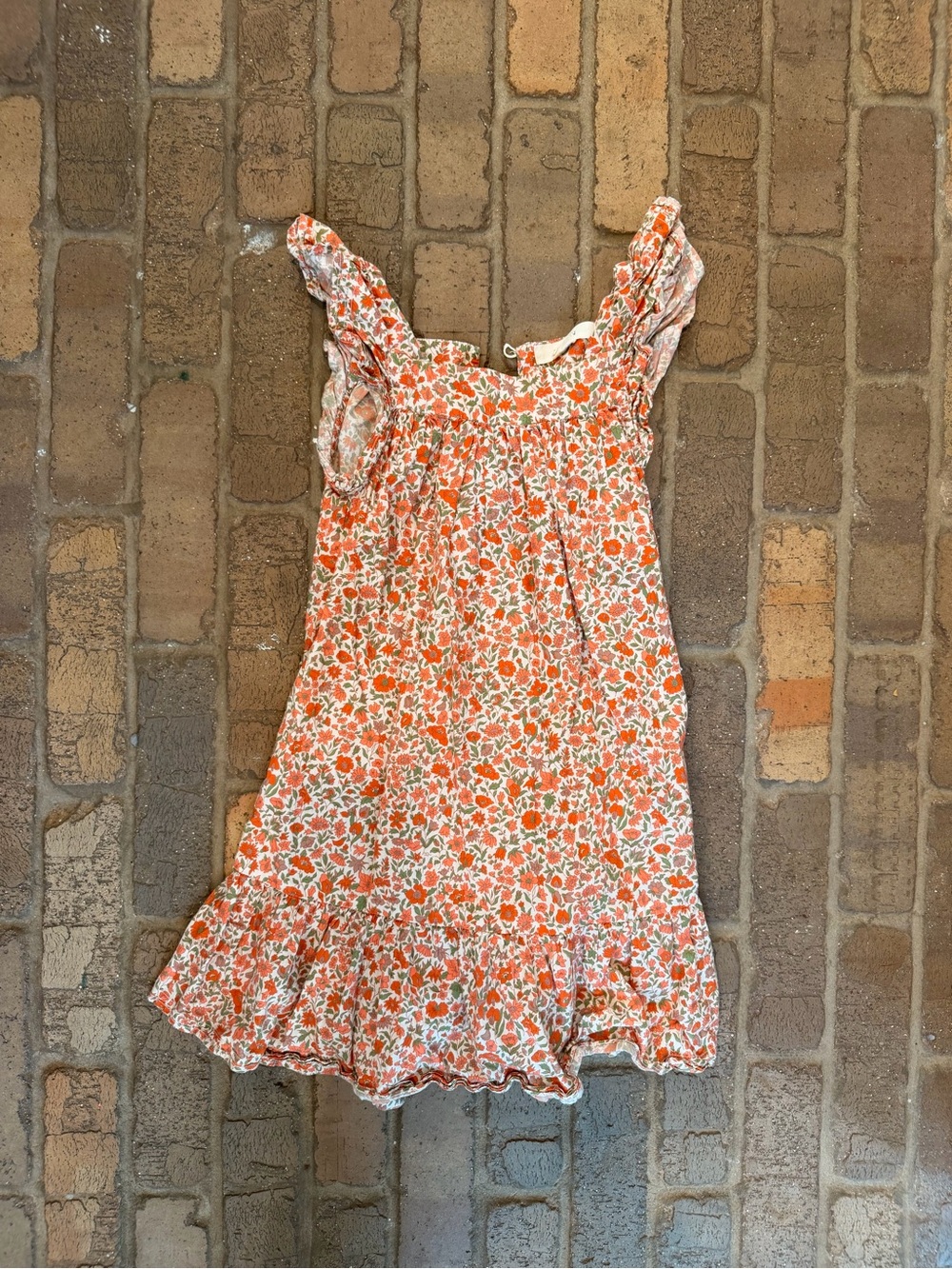 Doen Orange Floral Ruffle Sundress for Kids